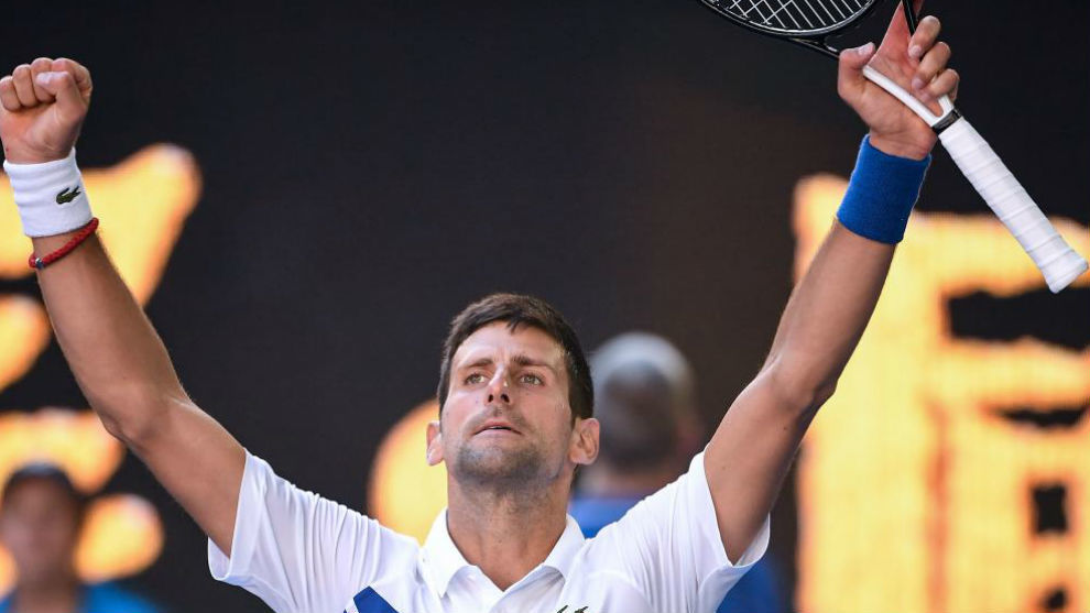 Djokovic celebra el pase a octavos.