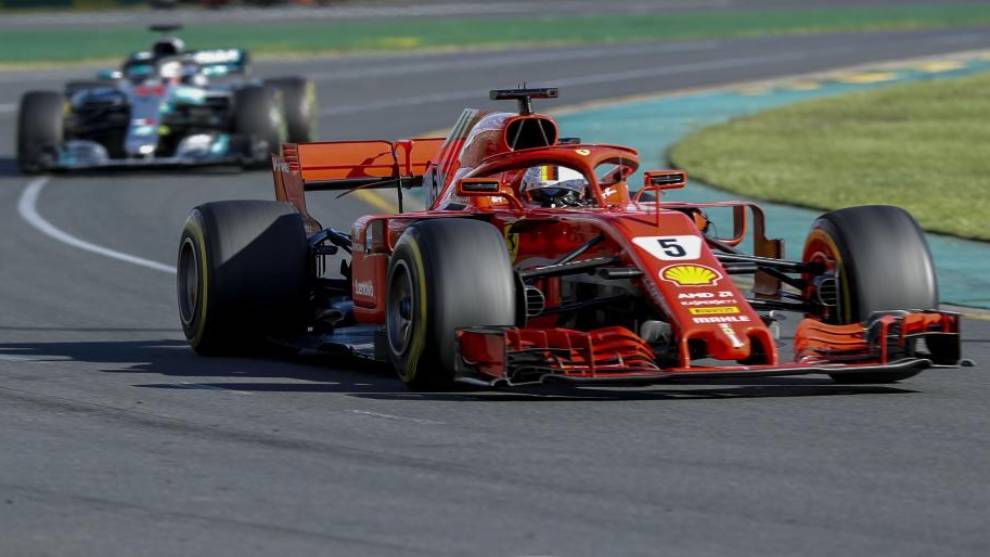 Sebastian Vettel, durante una carrera con Ferrari en el Mundial de...