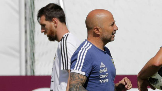 Lionel Messi y Jorge Sampaoli