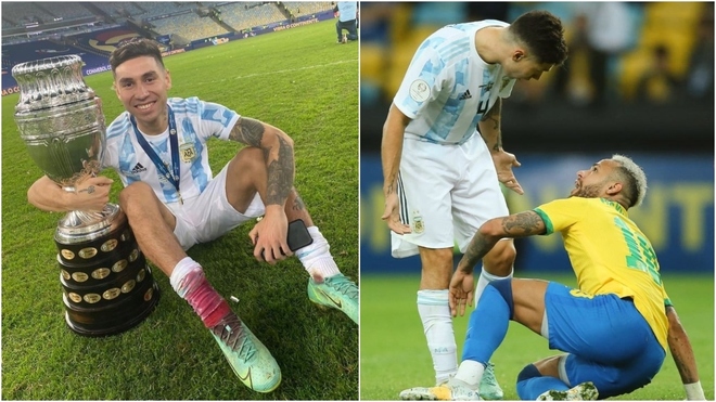Gonzalo Montiel, con sangre en la final de la Copa América