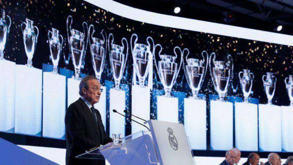 Florentino Pérez, durante la asamblea del Real Madrid.