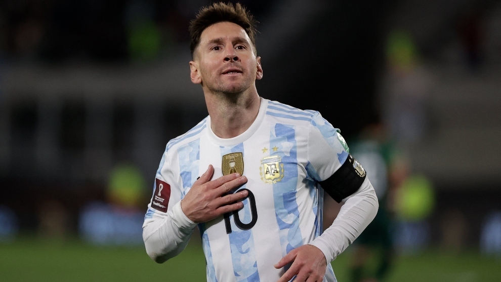 Lionel Messi con la camiseta de la selección.