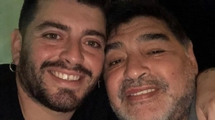 Diego Maradona Jr y su padre.