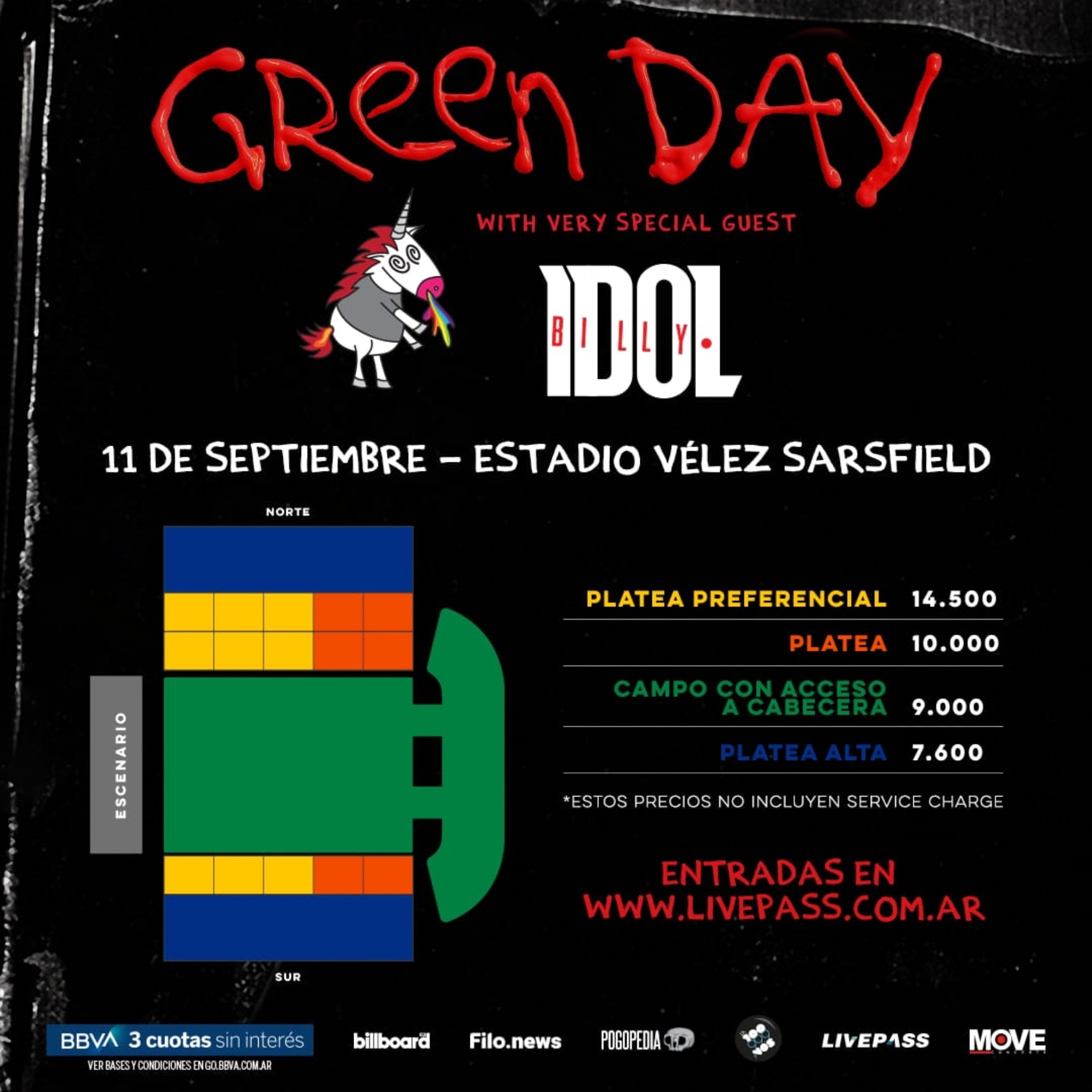 Green Day Argentina 2022: Entradas Green Day con Billy Idol en Vélez: fecha, cuándo salen y los precios oficiales | MARCA Claro Argentina