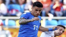 Gianluca Scamacca, en un partido con la selección de Italia