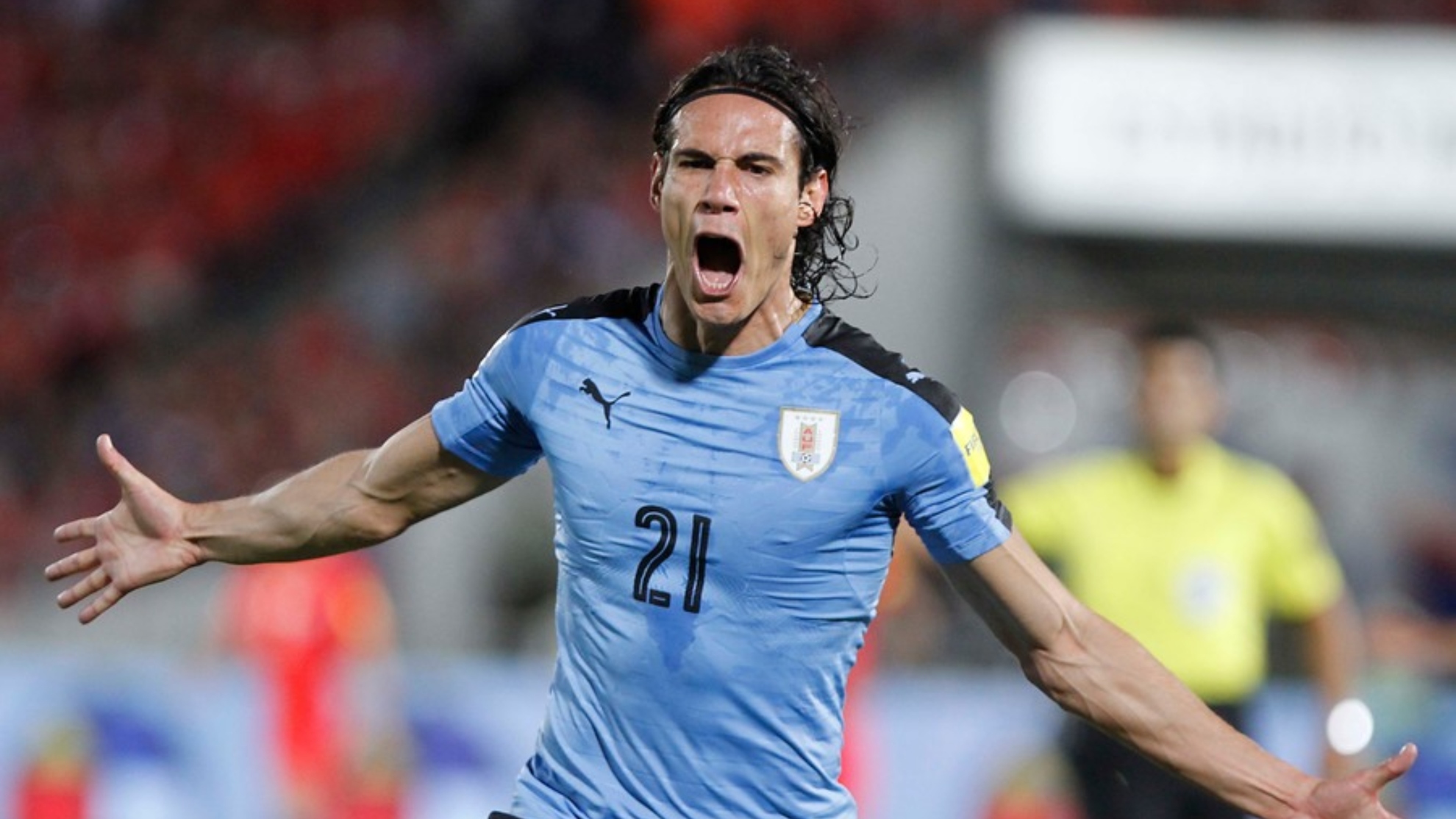 Cavani celebra un gol Uruguay.