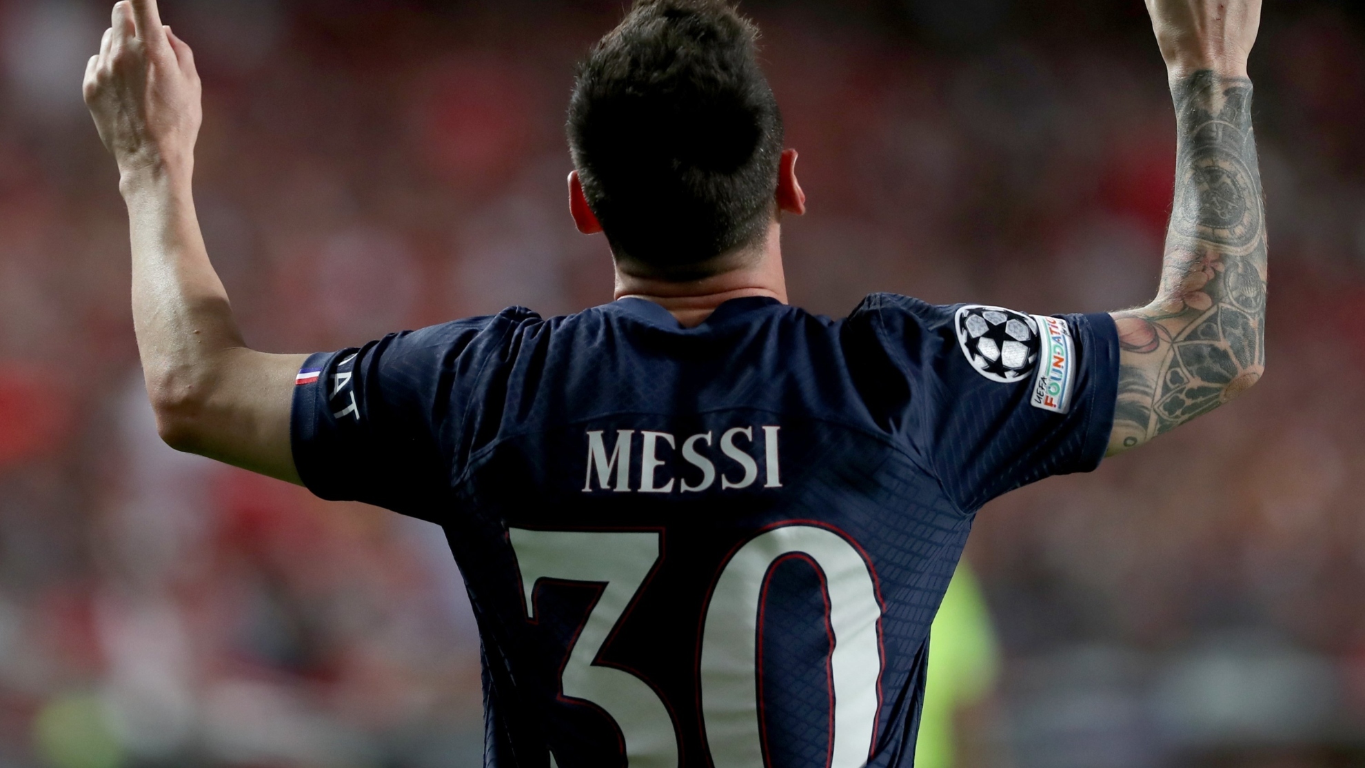 Messi celebra su gol frente a Benfica.