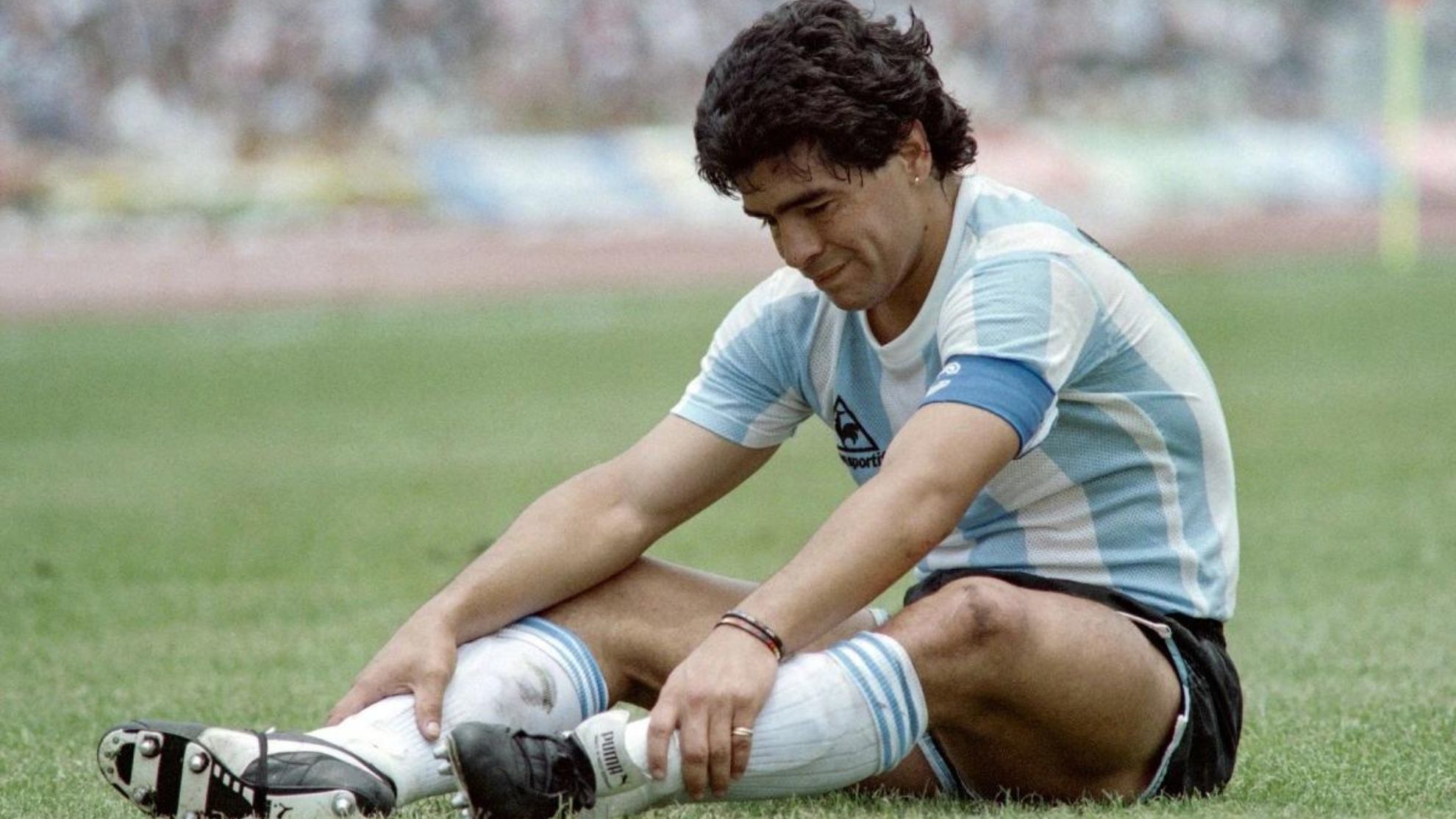 Maradona durante un partido del Mundial