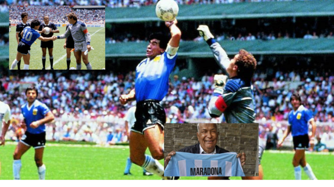 &apos;La mano de Dios&apos;, el saludo de Maradona y Shilton y el árbitro con...