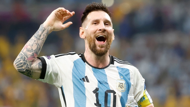 Messi festeja el triunfo de Argentina ante Australia.